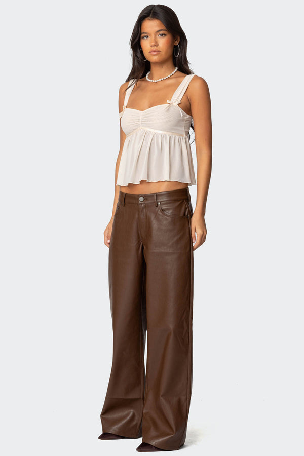 Edikted Tatiana Faux Leather Pants Brown