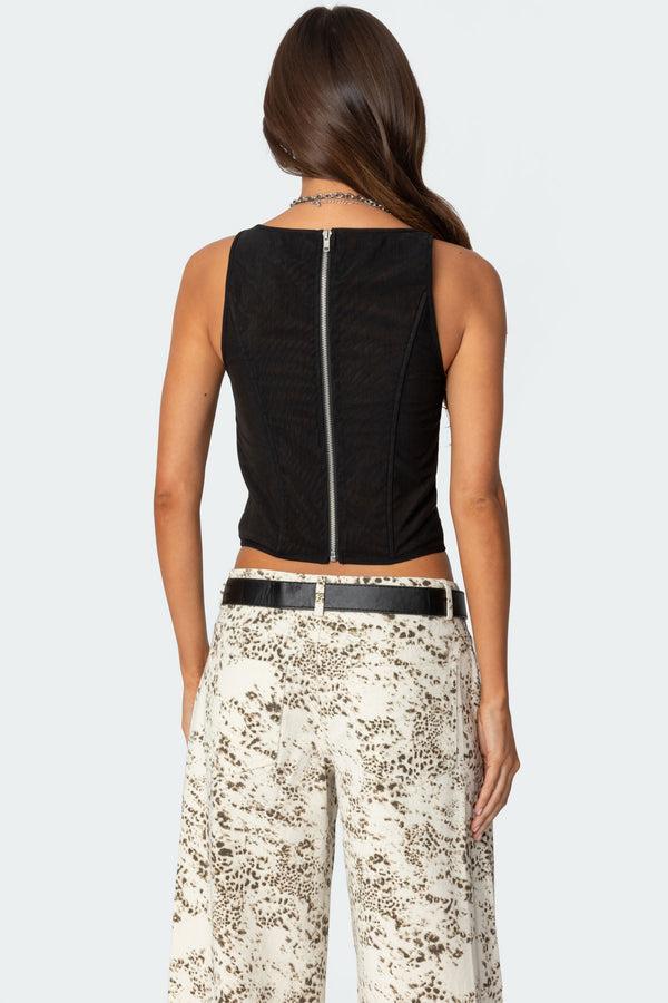 Edikted Taty Mesh Corset Black