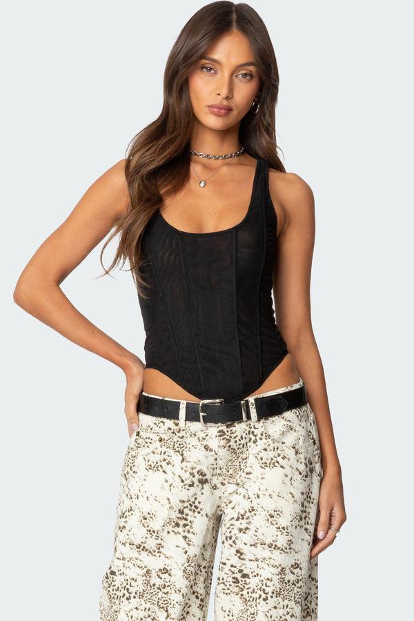 edikted Taty Mesh Corset black