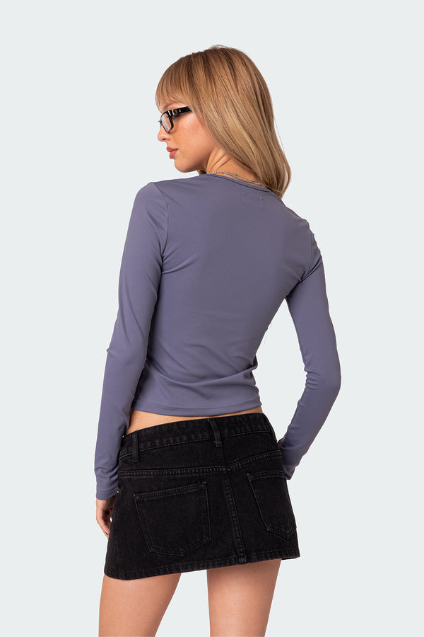 Edikted Tay Long Sleeve Top Dark Gray