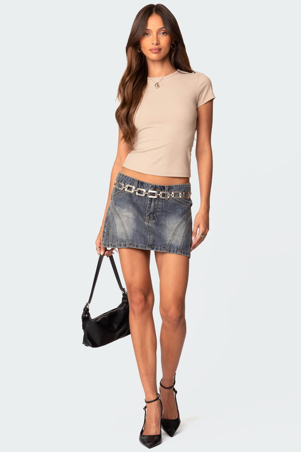 Edikted Tay Short Sleeve Top Beige