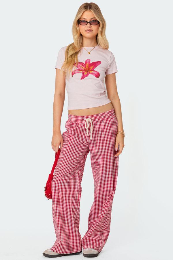 edikted Taya Gingham Pants red