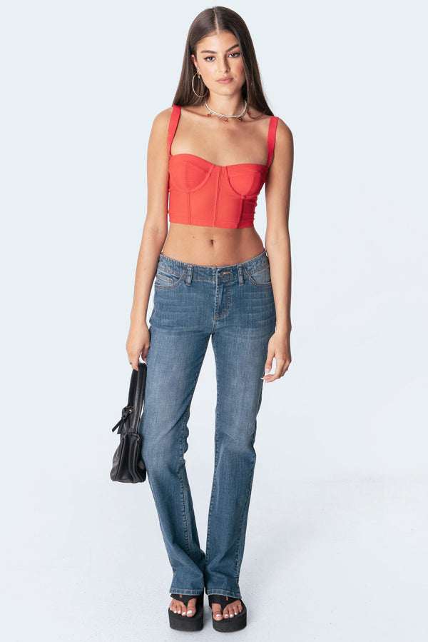 Edikted Teagen Mesh Corset Top Red