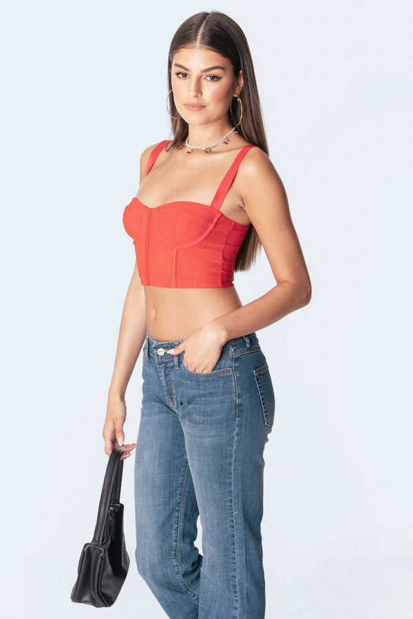 Edikted Teagen Mesh Corset Top Red
