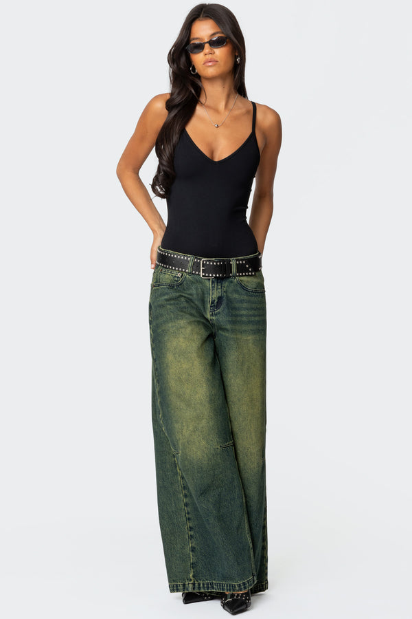 Edikted Teaghan Triangle Fitted Bodysuit Black