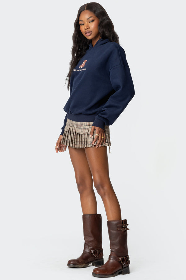 Edikted Teddy Bear Hoodie Navy