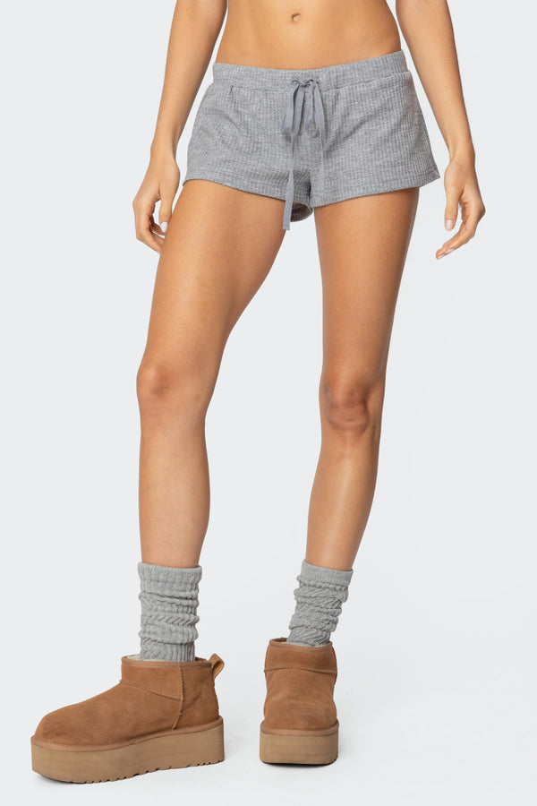 Edikted Teddy Waffle Shorts Gray Melange