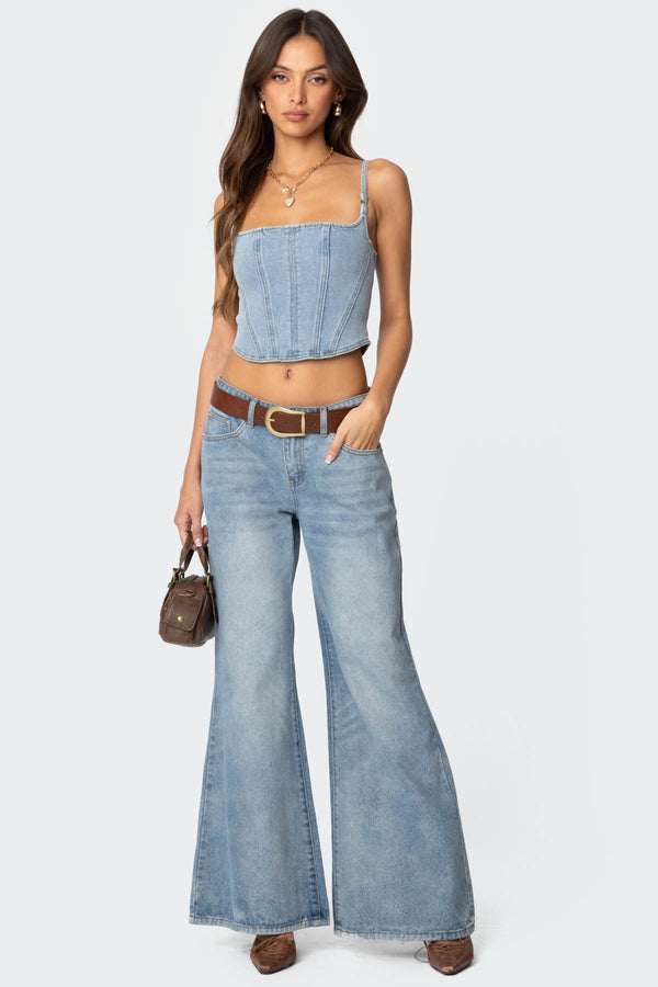 Edikted Tennessee Denim Corset Light Blue