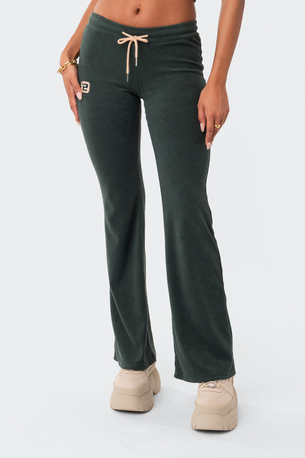 Edikted Terry Low-Rise Pants Green
