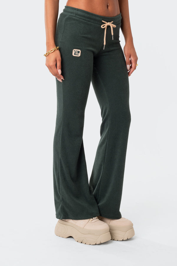 Edikted Terry Low-Rise Pants Green