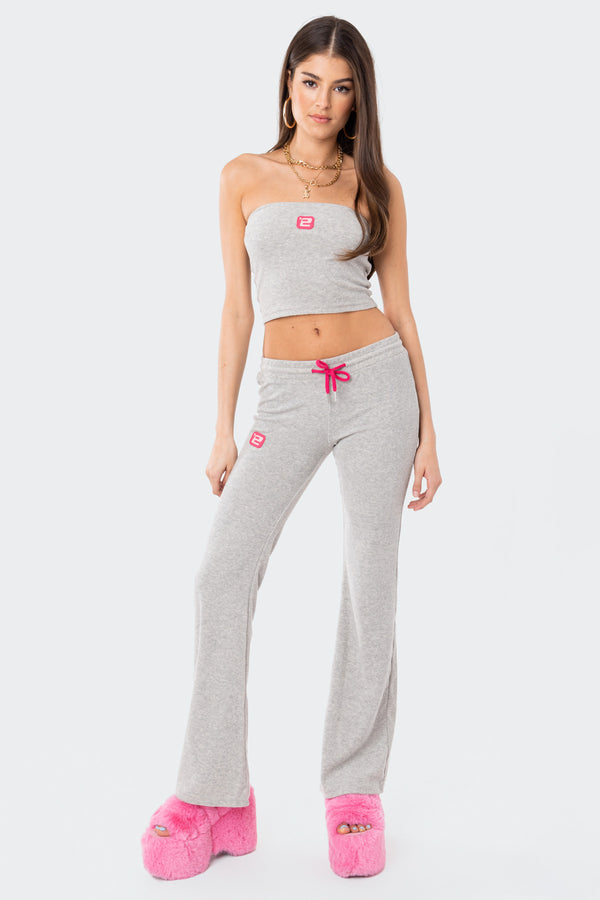 Edikted Terry Strapless Top Gray