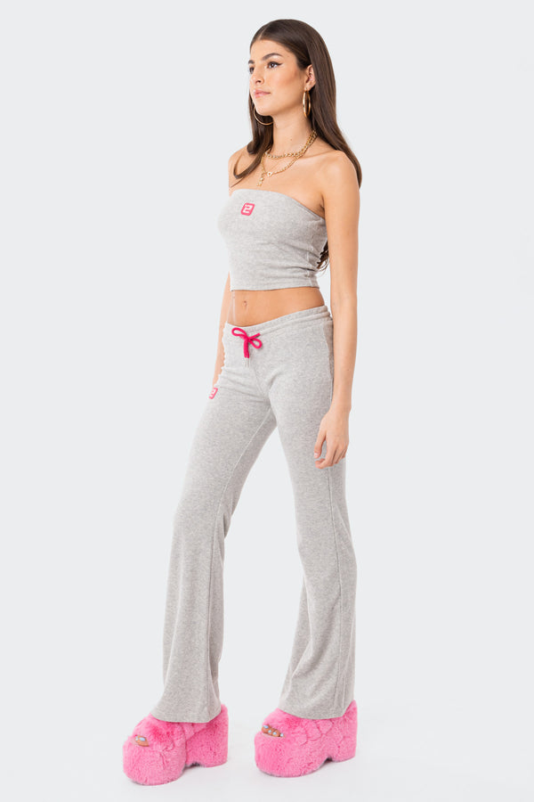 Edikted Terry Strapless Top Gray