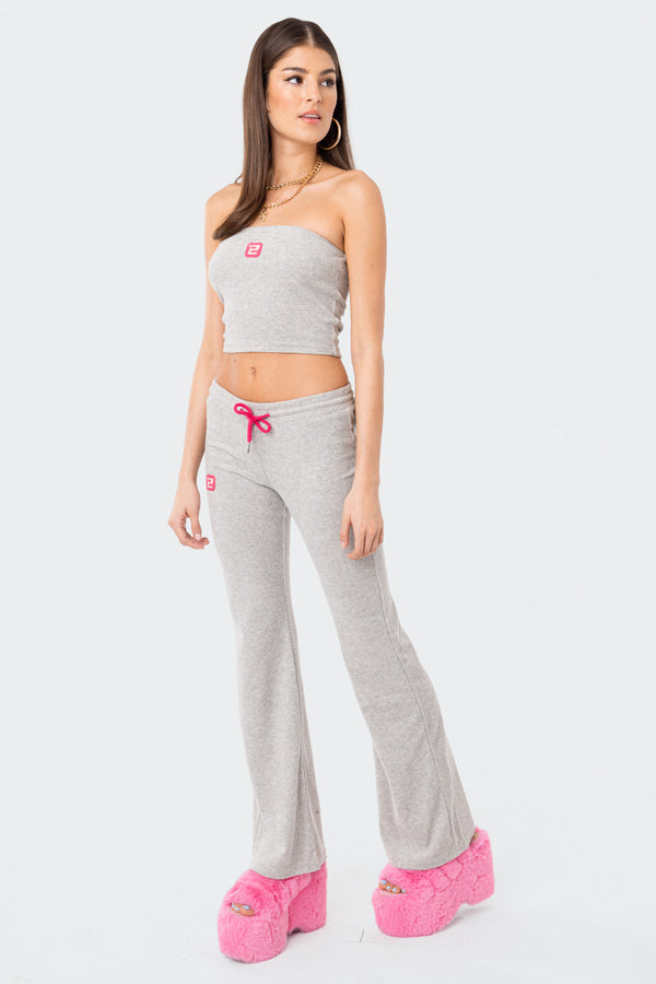 Edikted Terry Strapless Top Gray