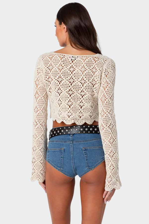 Edikted Tessie Crochet Top Beige