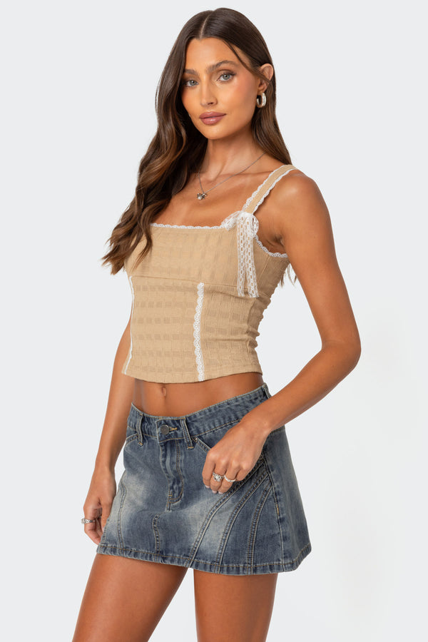 Edikted Textured Bustier Top Beige