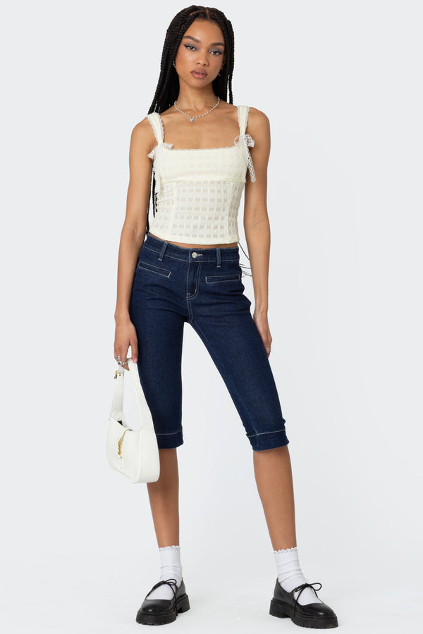 Edikted Textured Bustier Top Cream