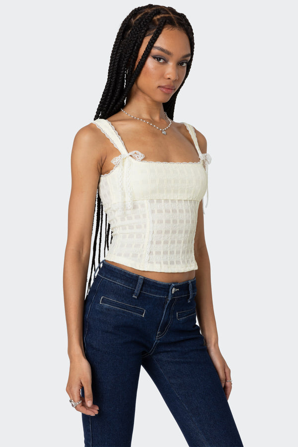 Edikted Textured Bustier Top Cream