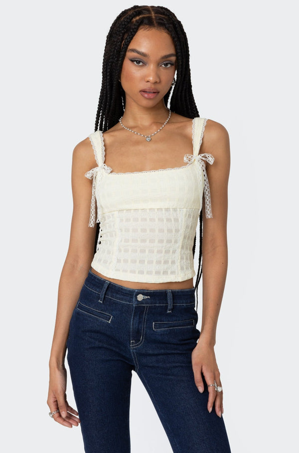 edikted Textured Bustier Top cream