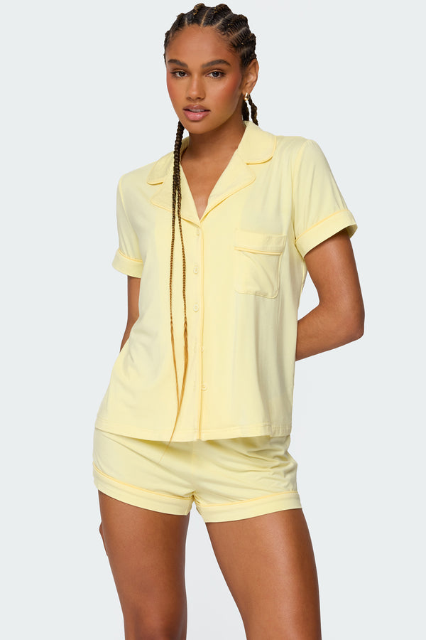 edikted Tezlie Button Up Shirt yellow