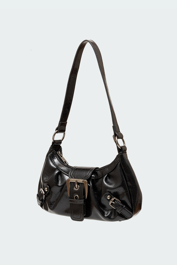 Edikted That Girl Faux Leather Bag Black