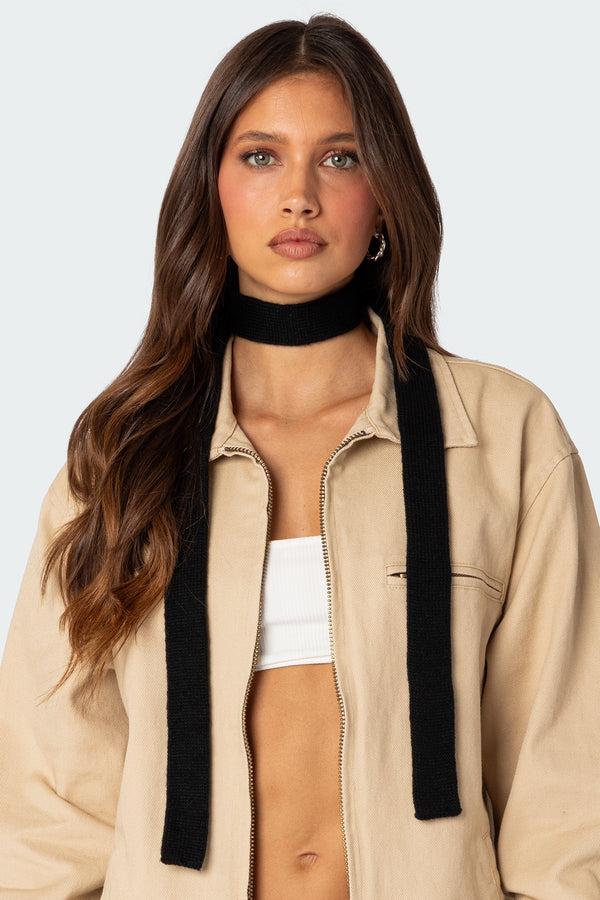 edikted Thin Knitted Scarf black