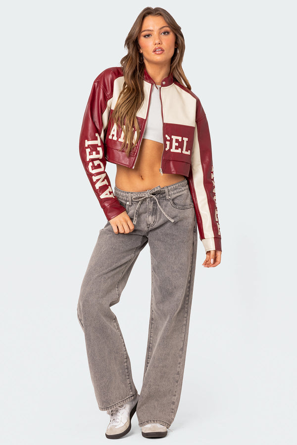 edikted Tie Waist Washed Low Rise Jeans light gray