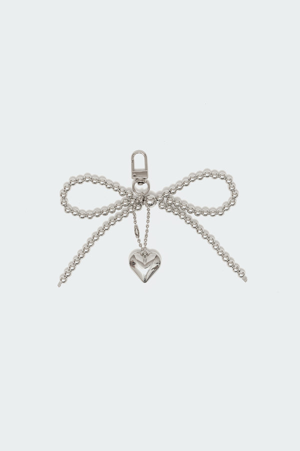 Edikted Tied Up Heart Purse Charm Silver