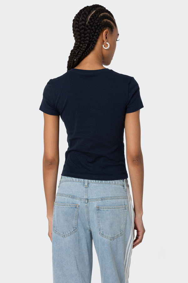 Edikted Tied Up T Shirt Navy