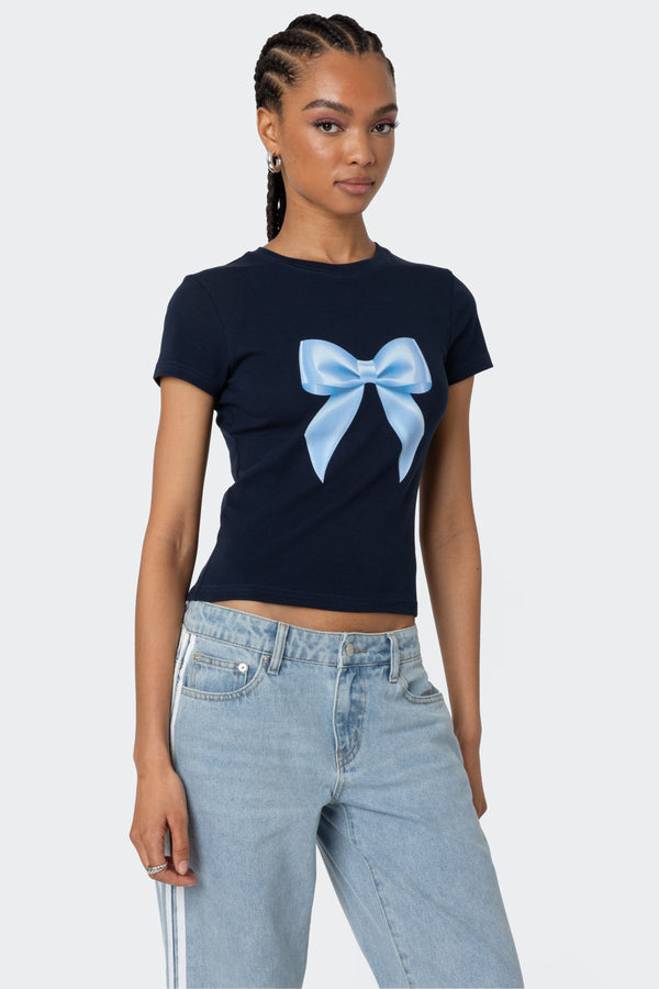 Edikted Tied Up T Shirt Navy