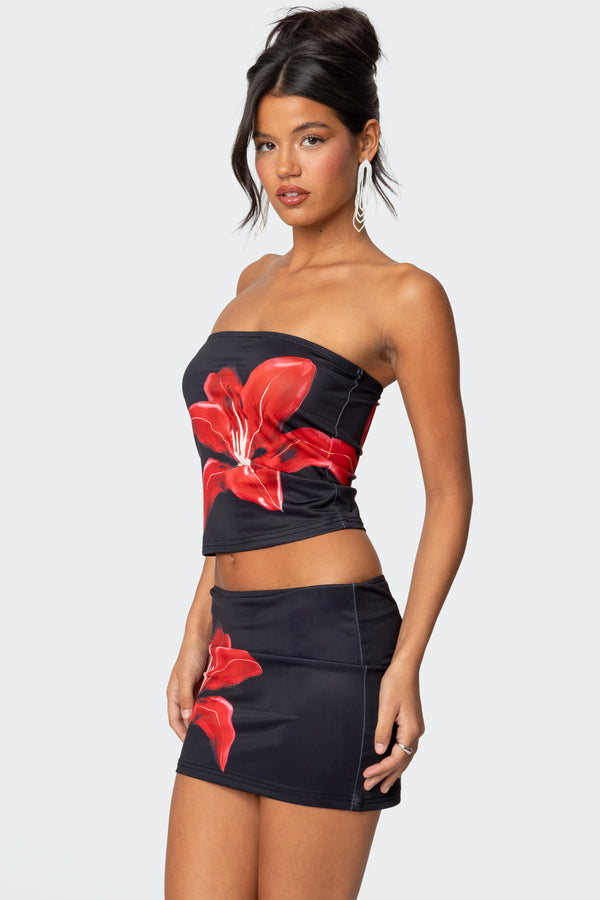 Edikted Tiger Blossom Tube Top Black
