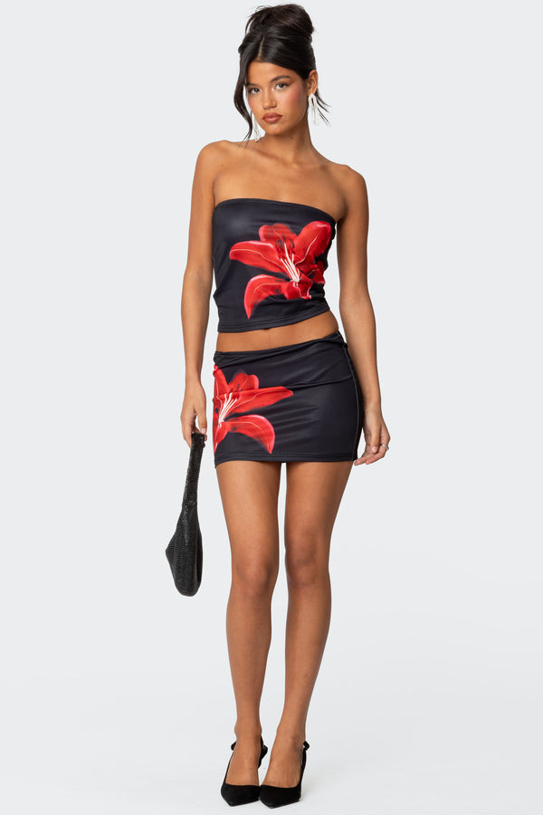 Edikted Tiger Blossom Tube Top Black