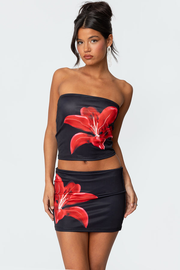 edikted Tiger Blossom Tube Top black