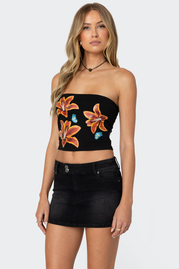 Edikted Tigerlily Tube Top Black