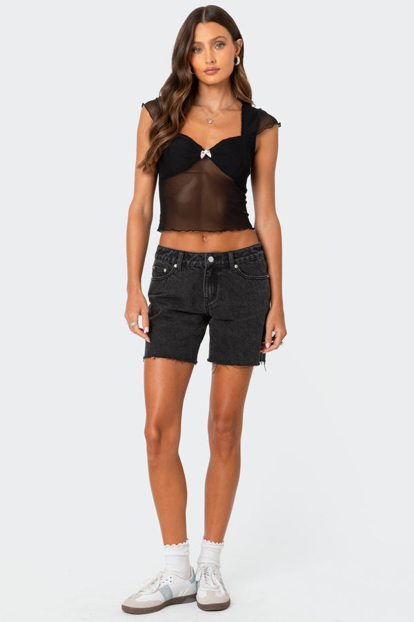 edikted Tomboy Low Rise Denim Shorts black washed