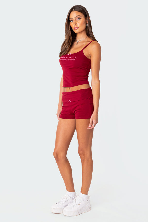 Edikted Too Sexy Tank Top Burgundy