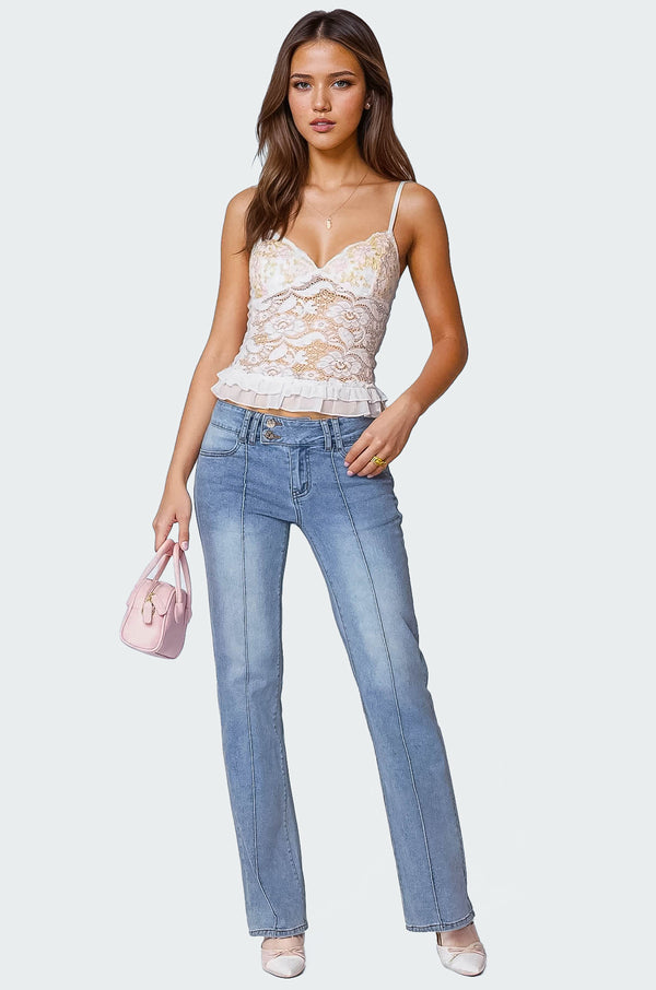 Edikted Torin Sheer Lace Tank Top White