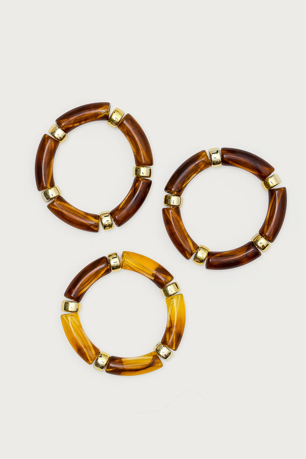 Edikted Tortoise Bracelet Pack Brown