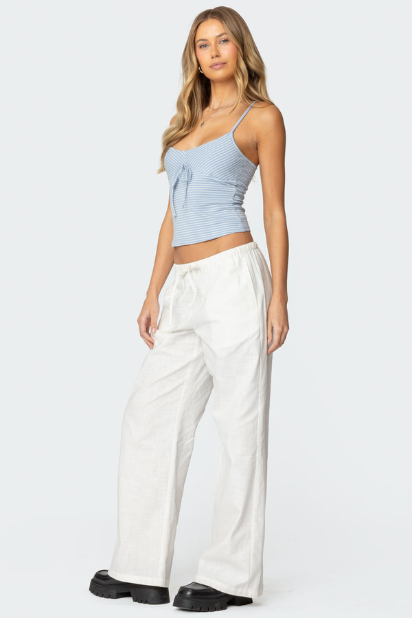 Edikted Tova Striped Scoop Tank Top Light Blue