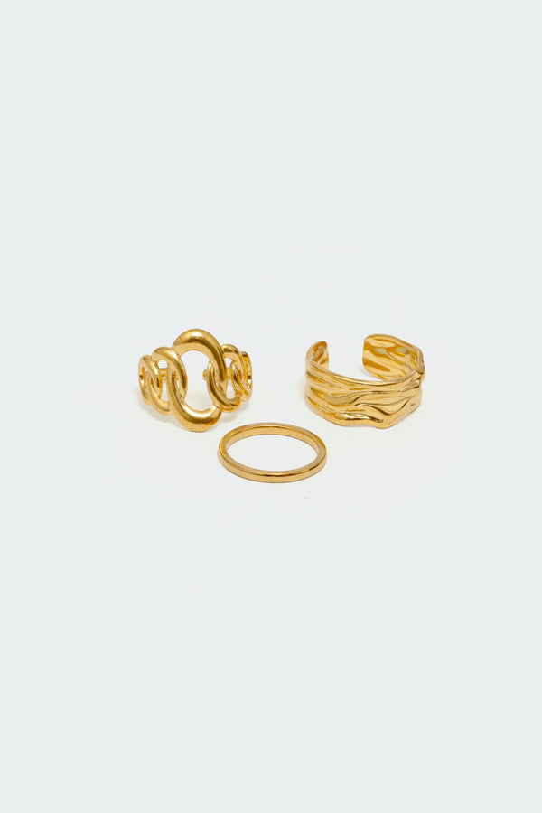 Edikted Triplet Ring Pack Gold