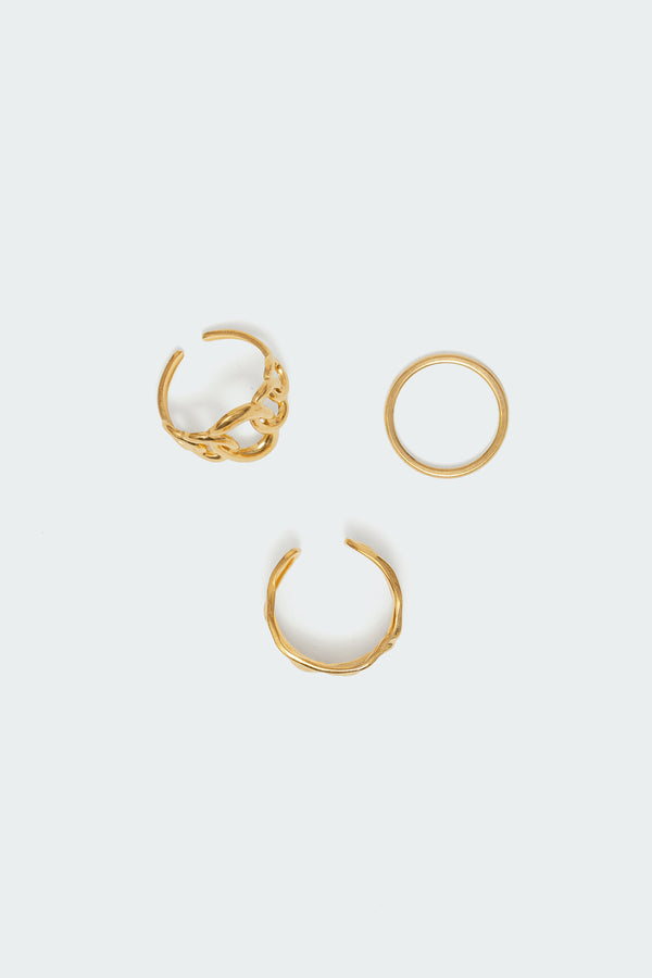 Edikted Triplet Ring Pack Gold