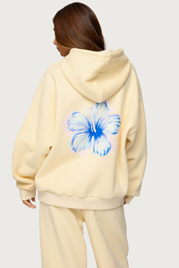 edikted Tropical Bloom Hoodie yellow
