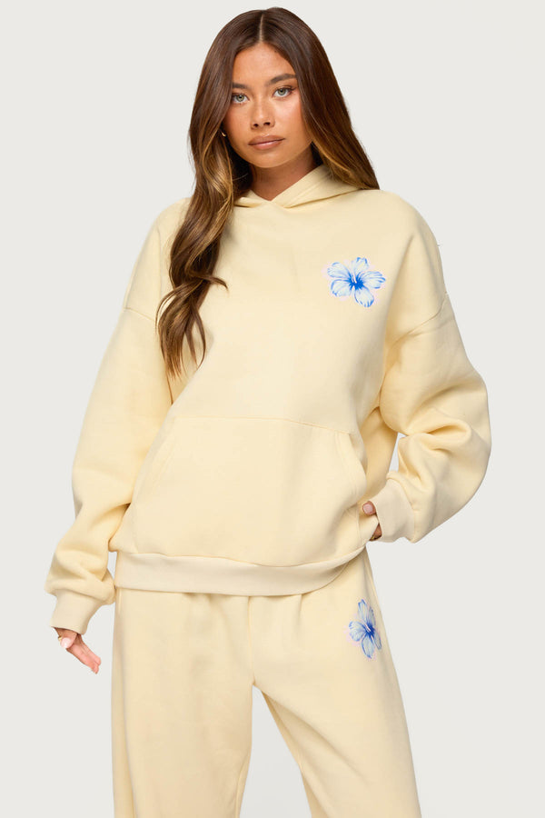 Edikted Tropical Bloom Hoodie Yellow