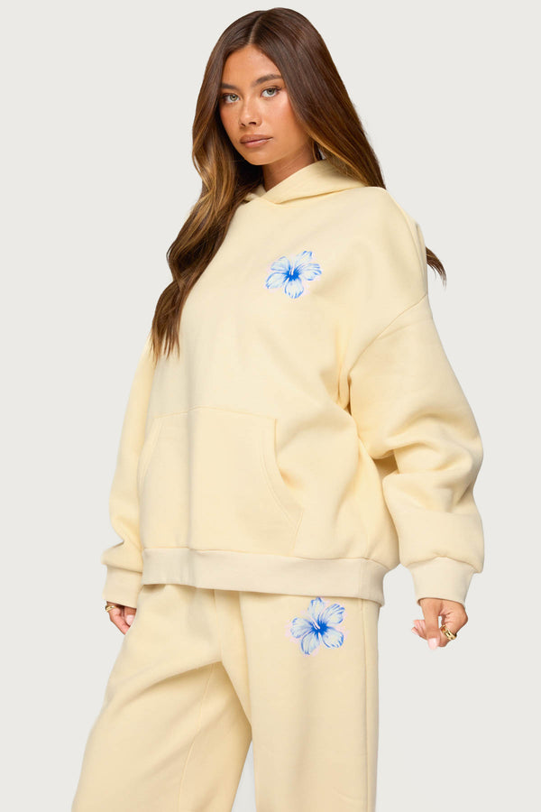 Edikted Tropical Bloom Hoodie Yellow