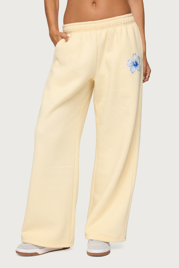 Edikted Tropical Bloom Sweatpants Yellow