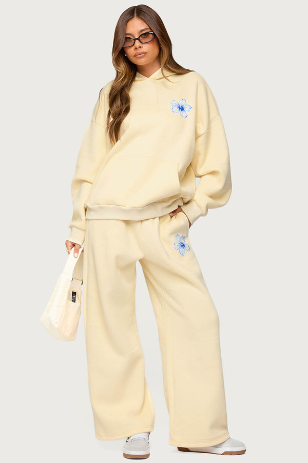 edikted Tropical Bloom Sweatpants yellow