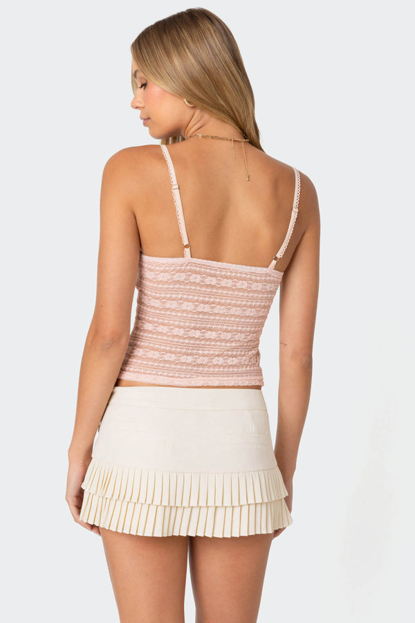 Edikted Tuesday Textured Lace Tank Top Light Pink