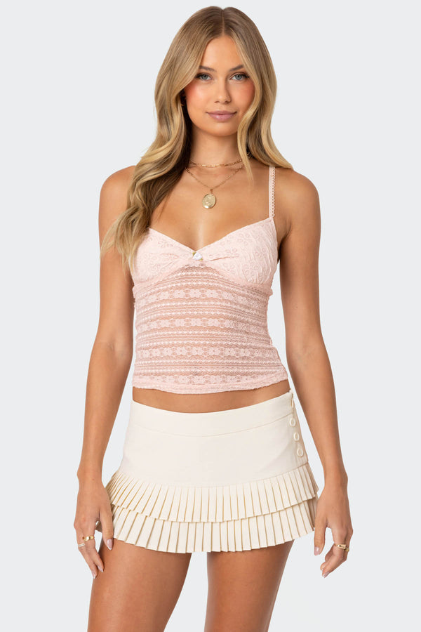edikted Tuesday Textured Lace Tank Top light pink