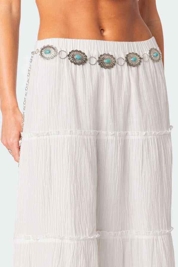 edikted Turquoise Gem Pendant Belt silver