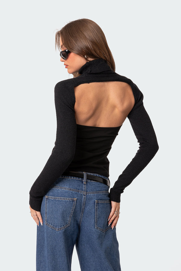 Edikted Turtle Neck Shrug Sweater Black