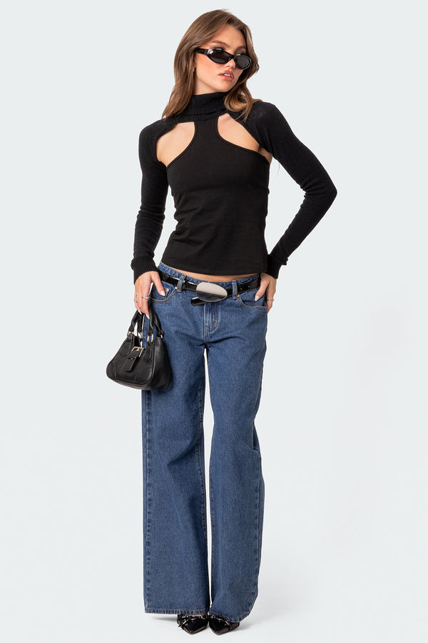 edikted Turtle Neck Shrug Sweater black